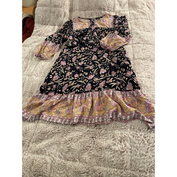 Bohemian Floral Suzanne Betro Women Dress XL Rayon Multicolor 3/4 balloon sleeve - Picture 15 of 16